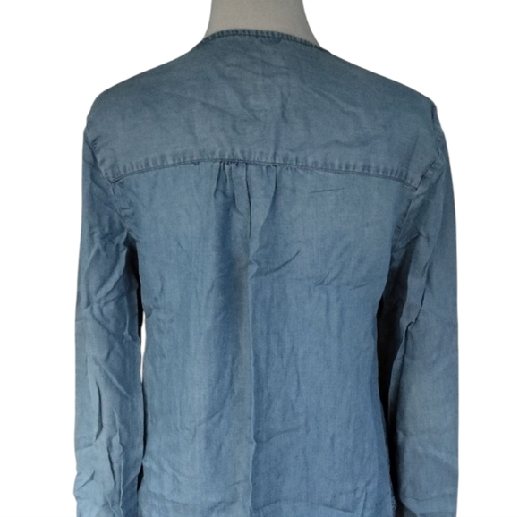 Thread & Supply Lace Up Chambray Long Sleeve Blouse Top Size Small - Picture 5 of 8